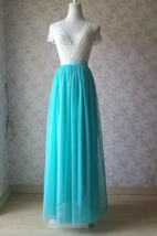 Water Blue Full Tulle Skirts Custom Plus Size Bridesmaid Tulle Skirts