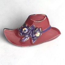 Red Hat Society Brooch Pin with Stones Enamel Heavy - £7.97 GBP