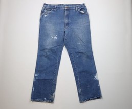 Vtg 90s Streetwear Mens 38x32 Distressed Flared Wide Leg Denim Jeans Blue USA - £39.52 GBP