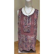 Daniel Rainn DR2 Womens Top sleeveless Purple Paisley Crochet Lace Pleat... - $11.36
