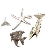STERLING SILVER SEA CREATURES PENDANTS &amp; BROOCH, STARFISH, WHALE TAIL, T... - €113,52 EUR