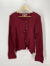 BEYOND THREADS Funky Artsy Peruvian Alpaca Cardigan Sweater Deep Red Bur... - £29.75 GBP