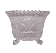 Anna Hutte Crystal Bowl Wild Rose 3 Footed 5&quot; x 3.75&quot; 24% Leaded Crystal - £13.33 GBP