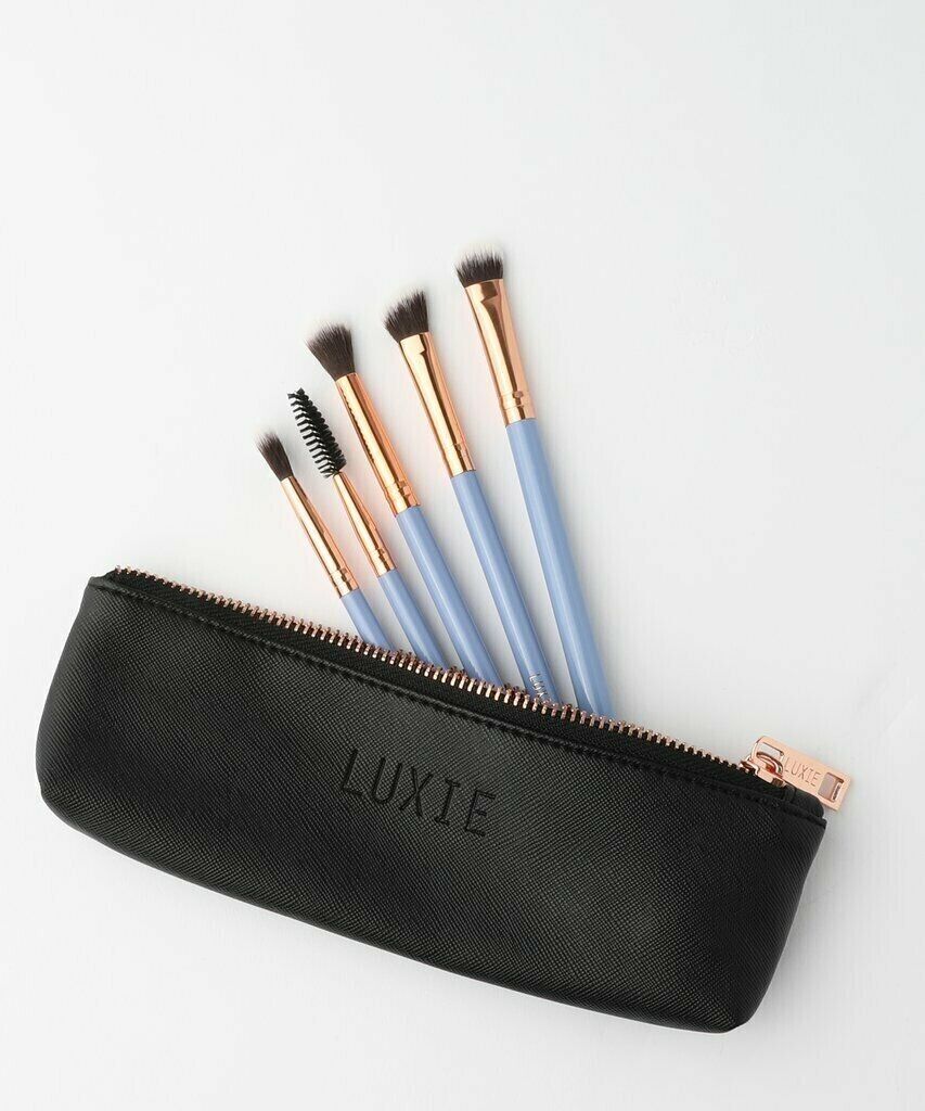 Luxie Beauty Wonderlust 5-Piece Eye Brush Set in Periwinkle with Black Bag NEW! - $14.85