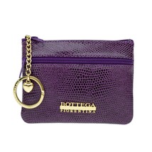 Bottega Fiorentina Italian Made Purple Lizard Print Leather Small Women Key Case - £94.31 GBP