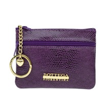 Bottega Fiorentina Italian Made Purple Lizard Print Leather Small Women Key Case - £89.14 GBP