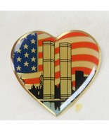 Twin Towers Heart American Flag Pin Collectible 911 New York - $10.74 CAD