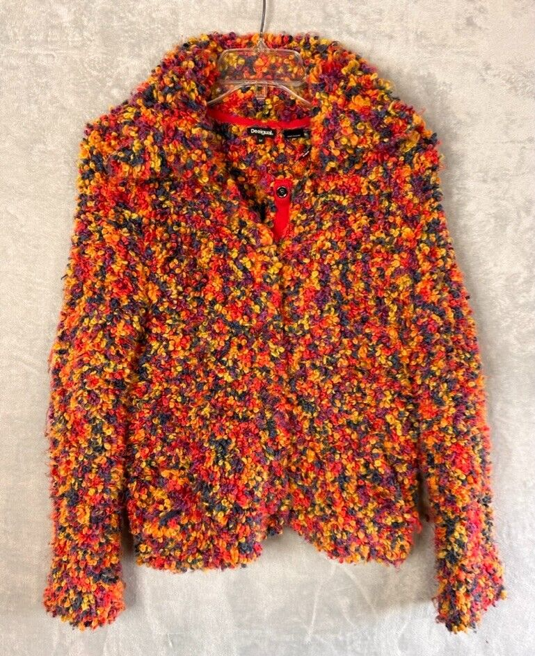 Primary image for Desigual multicolor knit stretch cardigan multicolor confetti jacket Women M