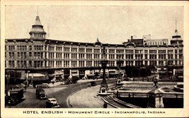 Vintage Postcard Hotel English Momument Circle Street View Indianapolis,... - £4.73 GBP