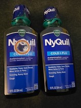 2 Vicks NyQuil Cold &amp; Flu Liquid 12 Oz (BN18) - £18.99 GBP
