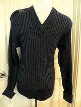 Brigade QuarterMasters Sweater 100% Wool Navy V Neck Made in England epi... - £24.43 GBP