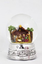 Reed &amp; Barton Nativity Family Musical Oh Little Town of Bethlehem Snowglobe 6.5&quot; - £43.46 GBP