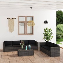 vidaXL Grey PE Rattan Garden Lounge Set for 8 People with Cushions and Table - $22,332.57 MXN