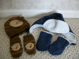 2 Boys Caps with Matching Mittens ((#0628). - £18.95 GBP