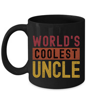 Worlds Coolest Uncle Coffee Mug Vintage Black Cup Retro Birthday Christm... - £14.97 GBP+