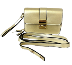 Sondra Roberts Squared Gold Metallic Crossbody or Wristlet Purse Small - £22.72 GBP