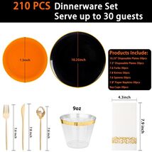 MirthMood 210PCS black and orange Plastic Plates,Black Disposable Plates... - $64.16