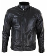Jacket Leather Biker Motorcycle Racer Men Mens Skin Cafe Soft Vintage Bl... - $2,580.42 MXN