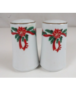 Tienshan/Fairfield Festive Holiday Poinsettia &amp; Ribbons Salt &amp; Pepper Sh... - $13.52 CAD