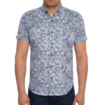 Robert Graham Men&#39;s Short Sleeve Sanford Print Shirt Tailored Fit Blue 2XL - £54.35 GBP