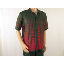 Men Silversilk 2pc walking leisure suit Italian woven knits 3115 Green Red image 5