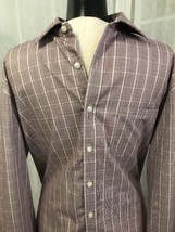 Michael Kors Men&#39;s Shirt Maroon Plaid Button Up Casual Size 17 XL - £14.79 GBP