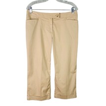 J Jill Pants Capri 10 Bamboo Beige Stretch Genuine Fit Below Waist Cuff Hems New - £23.54 GBP