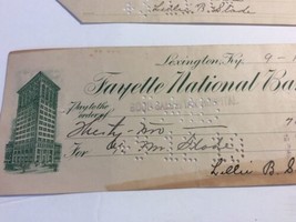 Vintage 1907 To 1919 Fayette  National Bank Checks Vintage Ephemera Lexington Ky - £14.54 GBP