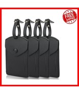 Synthetic Leather Luggage Tags for Travel - 4 Pack with Privacy Flap - $31.67