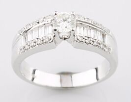 Rund Brillant Diamant 18k Weiss Gold Solitaire Ring W / Akzent Ring Größ... - $3,131.16