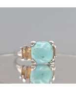 Sterling Silver 925 Turquoise Citrine Ring size 10 Heart Prongs East Arts - $1,398.60 MXN