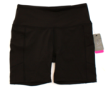 New York Laundry Women&#39;s L Black High Waist Stretch Tight Shorts Athletic - $35.63