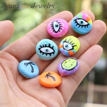10PCS, Eye Spacer Beads, colorful Enamel Eye Spacer Beads, Smiley Face Spacer, D - £52.03 GBP