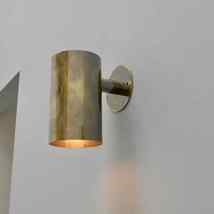 Italian Mid-Century Raw Brass Cylinder Wall Sconce Lamp - £120.64 GBP