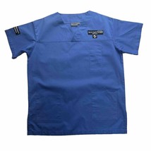 Small NHS Scrub Top Blue Unisex Tunic V-neck Top with Three Front Pockets - £8.19 GBP