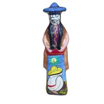 Elegant￼ Hand Painted 12” Statue Ceramic Souvenir Progreso Yucatan Mexico - £21.11 GBP