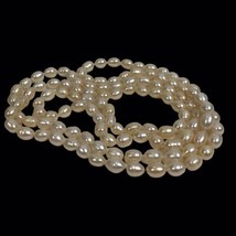 Vintage Necklace Baroque Ringed Pearl Knotted Strand 56&quot; Flapper Length - £38.88 GBP