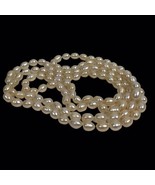 Vintage Necklace Baroque Ringed Pearl Knotted Strand 56&quot; Flapper Length - £38.80 GBP