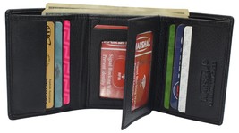 RFID Blocking Genuine Leather Trifold Classic Style Wallet Black ID Window New - £12.76 GBP