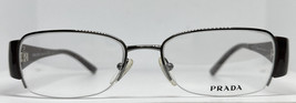 Authentic Prada Frame VPR 63I Brown Stripe 50-17 Half Rim Italy Eyeglasses - £106.12 GBP