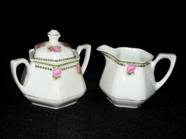 Vintage Sugar and Creamer, Bavaria Germany Fine China,  Rose Pattern - £14.31 GBP