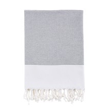 Bello Turkish Beach Towel, Black Millefeuille, Handwoven Peshtemal, 39 x 66.9 In - £20.89 GBP