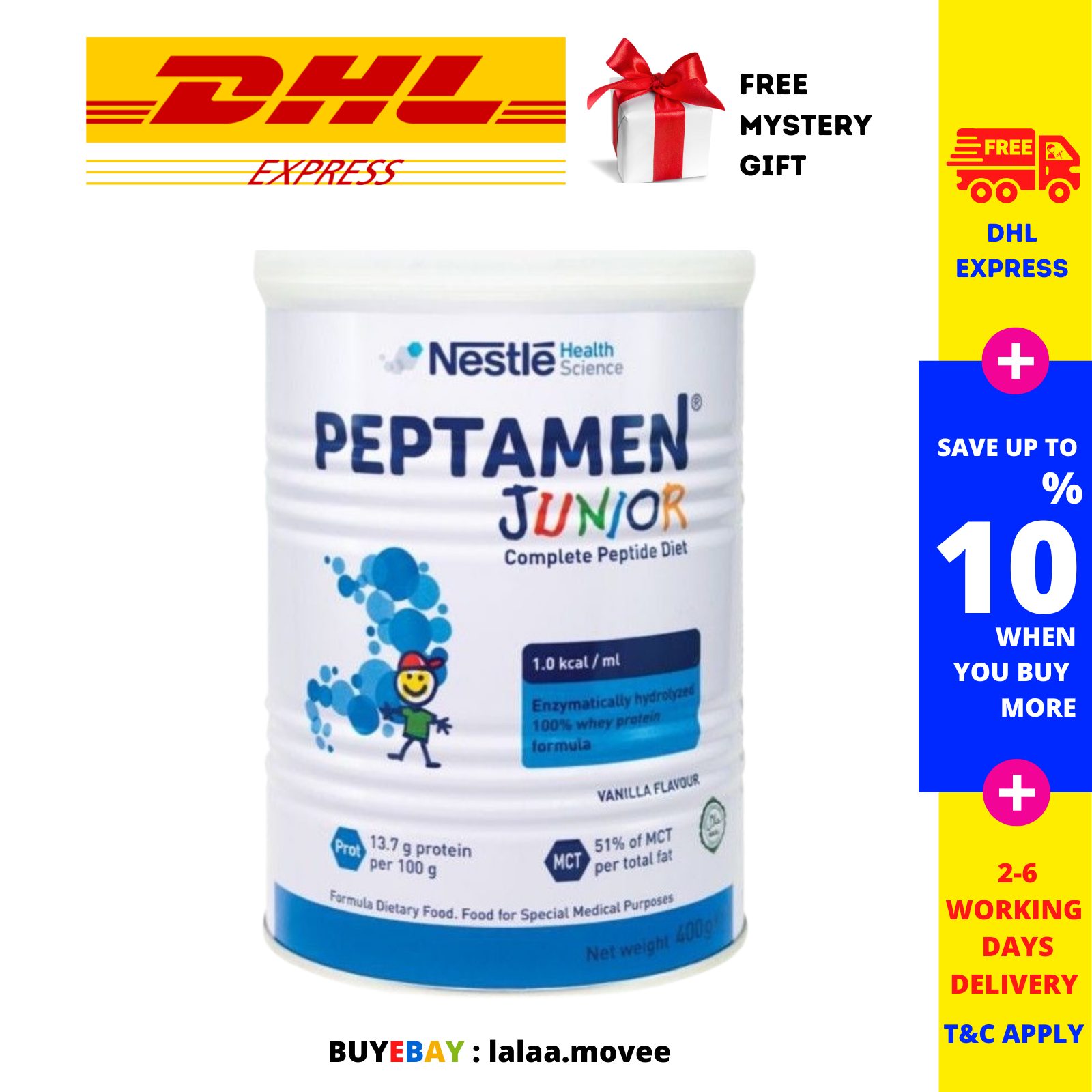 2 x 400g Nestle PEPTAMEN JUNIOR Complete Peptide Diet Vanilla Flavor FAS... - $122.71
