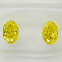 Oval Shape Diamond Matching Pair Fancy Yellow Loose IGI Enhanced SI1 0.92 TCW - $1,165.00