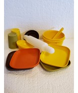 Vintage Tupperware Multi Color Toy Dishes with Rolling Pin - $24.00