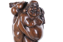 Vintage Chinese Heavy Carved wood Happy Buddha - £174.79 GBP