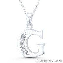 Initial Letter &quot;G&quot; 25x17mm (1x0.7in) Charm CZ Pendant in .925 Sterling Silver - £24.44 GBP+