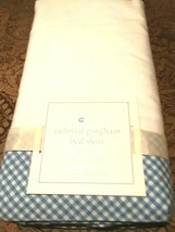 Tailored Blue Gingham Crib Skirt POTTERY BARN KIDs Baby Nursery 16&quot; Drop Cotton - £22.85 GBP