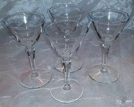 Libbey Rock Sharpe-Crystal Cocktail Liquor Glass 3001- Set of 4- Plain Clear-EUC - £9.37 GBP