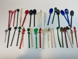 Swizzle Sticks Lot Tiki Bar Drinks Vintage Mixed Casinos Airlines Restur... - $49.99